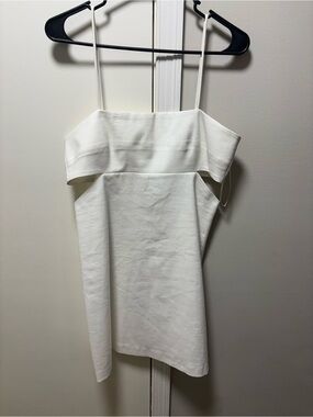 Zara White Off-Shoulder Mini Dress with Spaghetti Straps